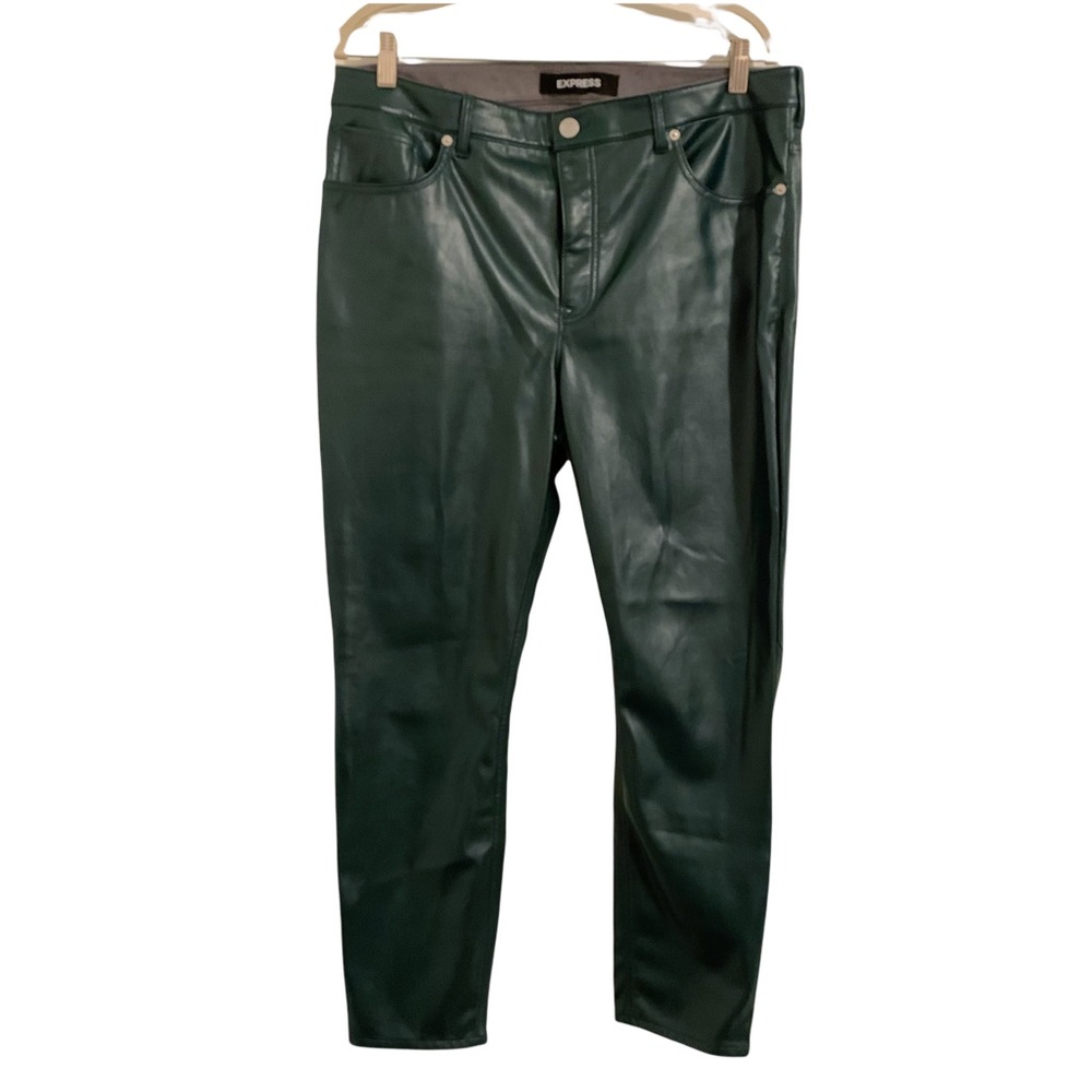 Express Dark Green Faux Leather Ankle Leggings (size 14R)